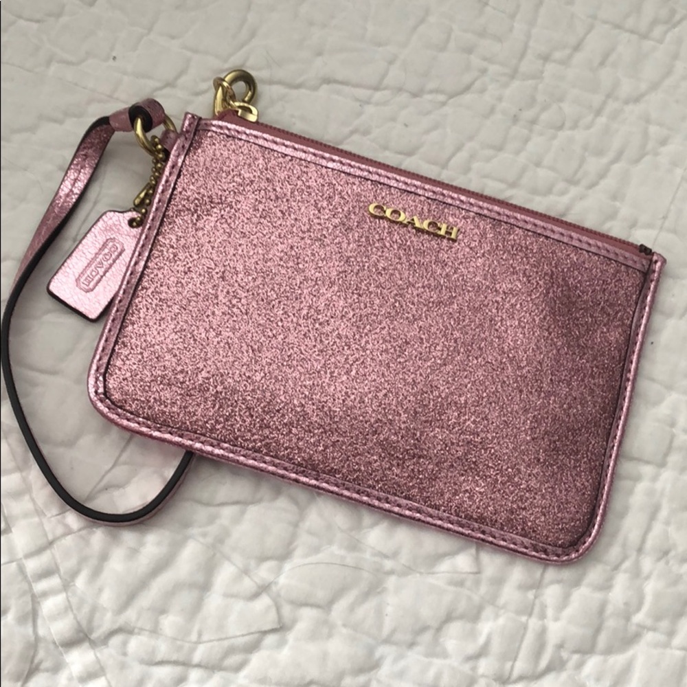 NWT Coach Glitter Pink Wristlet